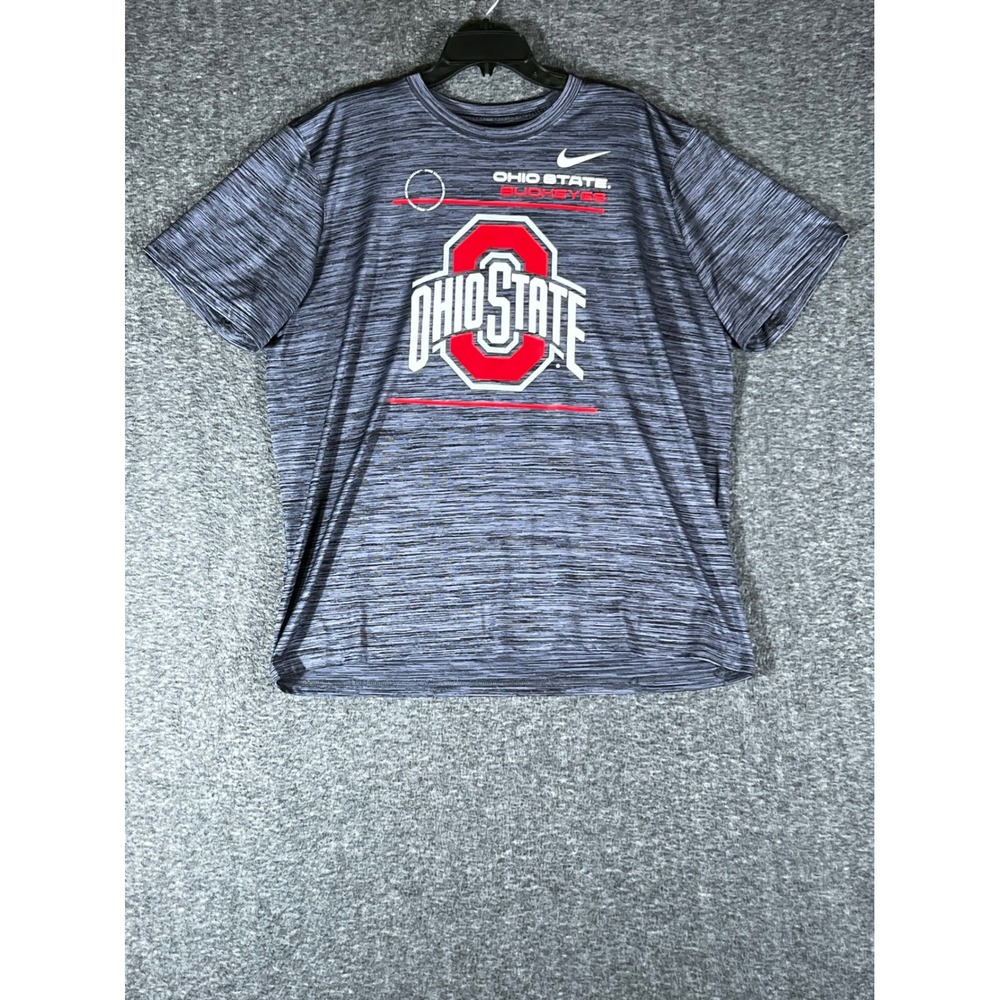 Nike Ohio State Buckeyes Men XL Grey Space Dye Performance T-Shirt NCAA Football